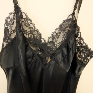 Barbizon Black Satin & Lace Slip Tag Size 36